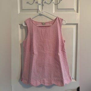 Talbots Pink and White Striped Seersucker Tank Top